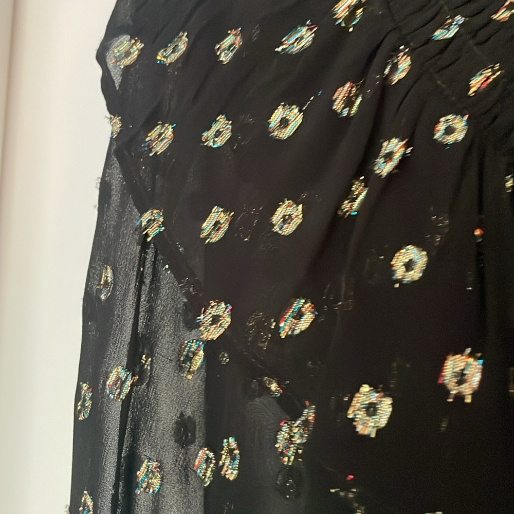 Loft romantic black blouse with metallic design. SZ M - Picture 5 of 8
